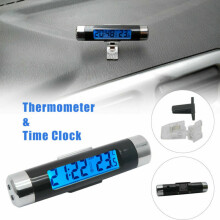Barrel Shaped Car Clock Thermometer LCD Air Vent Clip, 82*18mm
