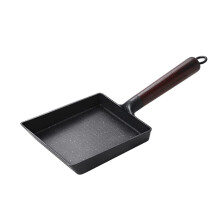 Egg Pan, Tamagoyaki Omelette Pan, Japanese Rolled Omelette Pot, Mini Cast Iron Skillet Pans with Wooden Handle, Breakfast EssentialBlack