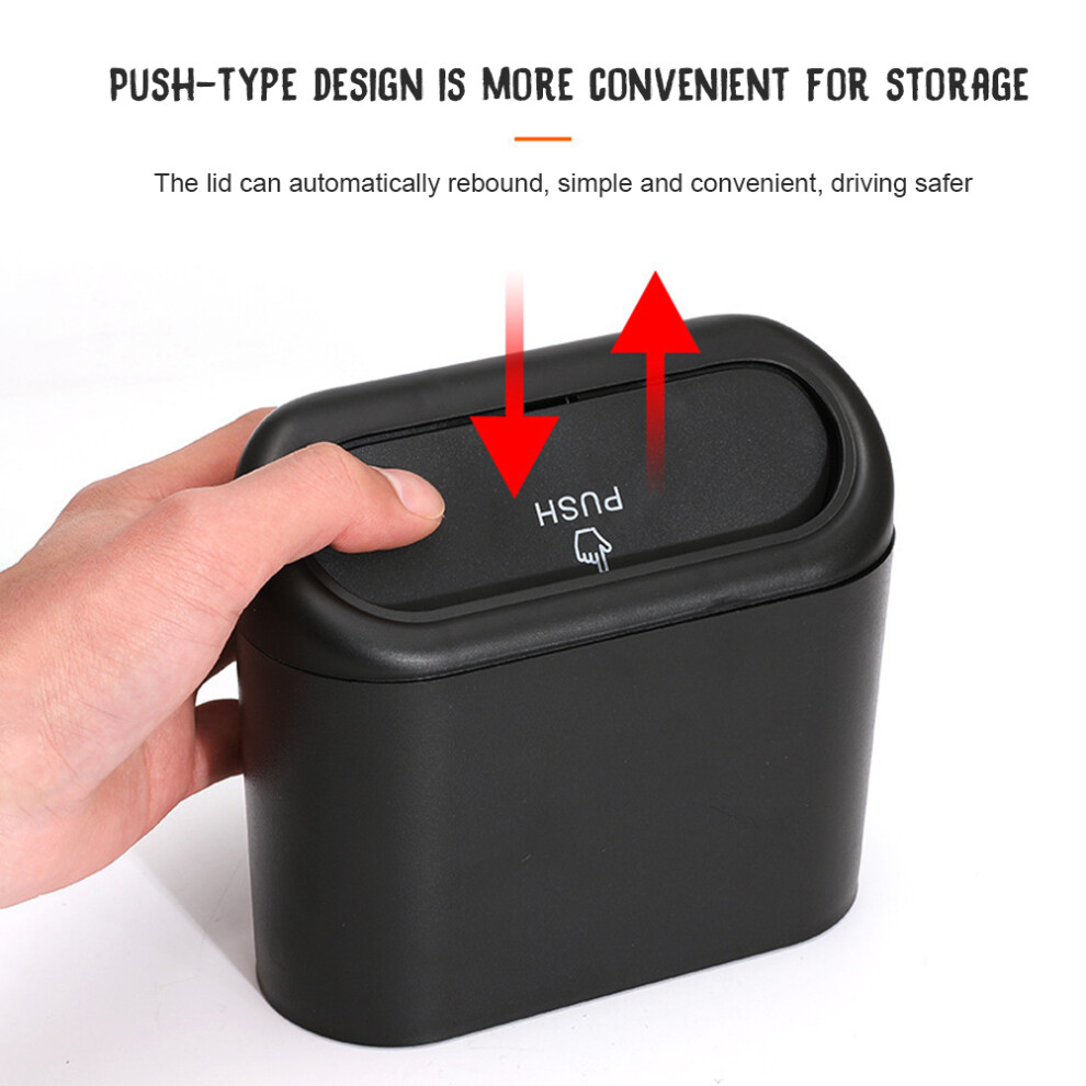 Auto Trash Can 1.2L Leak-Proof Car Garbage Bin Hanging Design With Push Lid 4611373967911