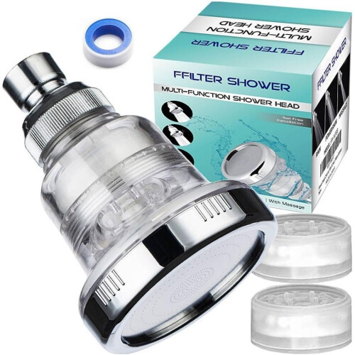 Booster Shower Head, Adjustable Swivel, Triple Function, 3 Inch Diameter (Filter) 2