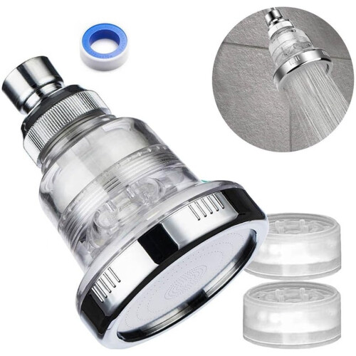 Booster Shower Head, Adjustable Swivel, Triple Function, 3 Inch Diameter (Filter) 1