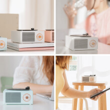 Enceinte miniature Bluetooth avec tourne-disque rétro, 112,4 x 105 x 57 mm, 5W, noir