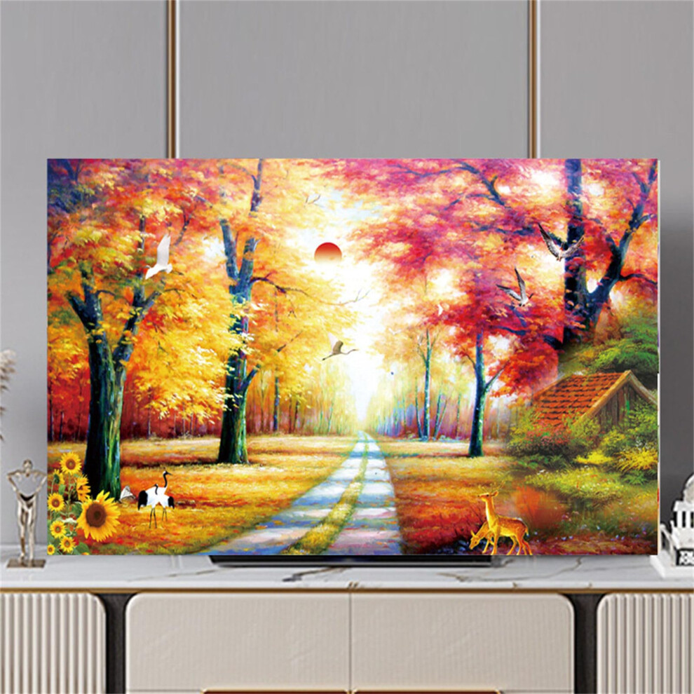 Tv Screen Protector 5860 Inch Elastic Fabric With 3D Autumn Design, Decorative Tv Dust Cover 9382693965523