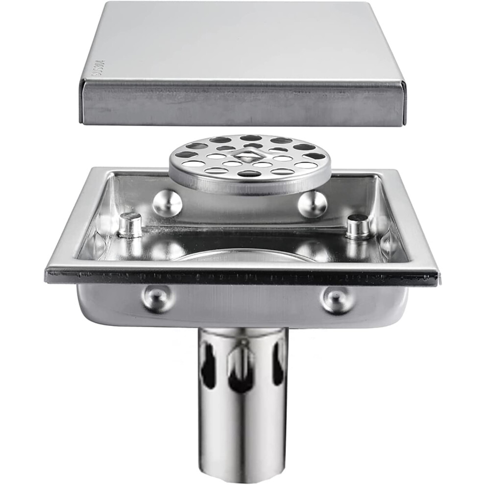 Square Shower Floor Drain With Hair Strainer,304 Stainless Steel Shower Drain 9382693803825