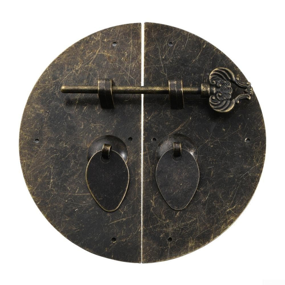 Round Iron Box Buckle 10Cm Bronze Copper Finish For Antique Hardware, Long Nose Traditional Chinese Cabinet Door Lock 9347817265477