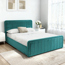 (5ft King Size, With Tanya Mattress) Green Brushed Velvet Ottoman Bedframe In 3ft, 4ft6 or 5ft