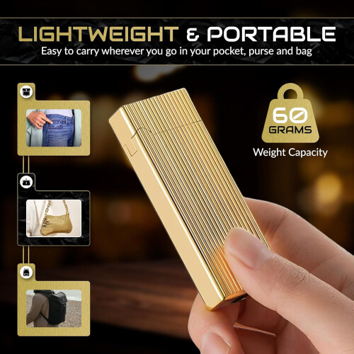 Jet Lighter with Gold Frame, Refillable Windproof Torch, Adjustable Flame for Cooking, Gifts 2