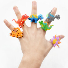Kids' Dinosaur PVC Finger Ring Set 6PCS Soft PVC Cartoon Jewelry