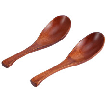Vintage Chinese Style Wooden Spoons, Beautiful Round Shape Comfortable Handle For Tasting Dessert Soup And Many Other Food Or Drink, 2Pcs