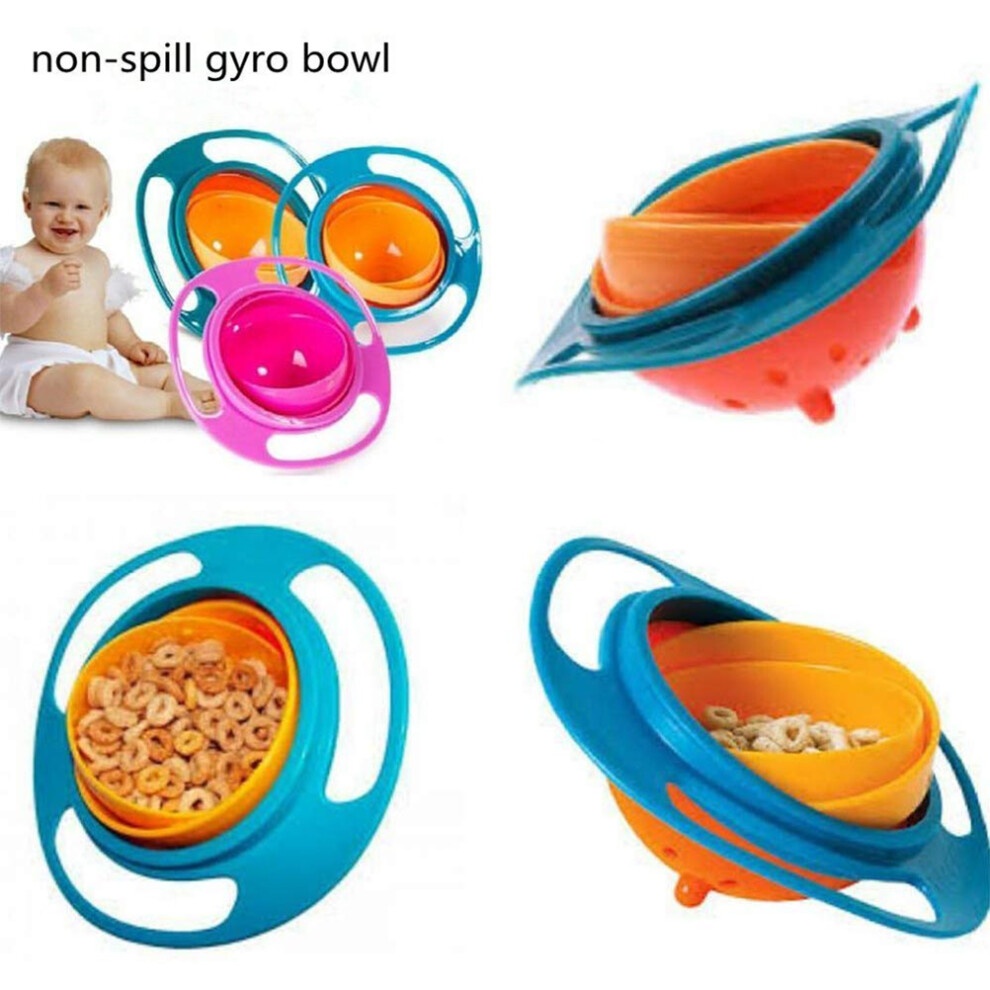 Cute Baby Rotating Spill Proof Bowl 360 Gyroscopic PP 17x17x7cm