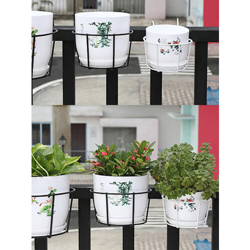 Καλάθι γλάστρας μπαλκονιού για κάγκελα, κρεμαστή γλάστρα με αισθητική πολλαπλών 2