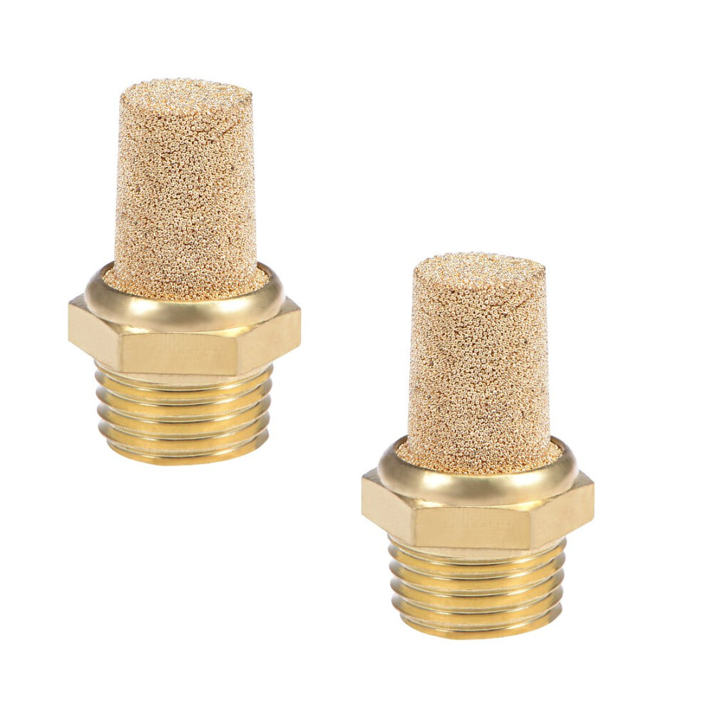 Sourcingmap 1/4 Pt Sintered Exhaust Muffler With Brass Body Protruding 2Pcs Bronze 9382693805119