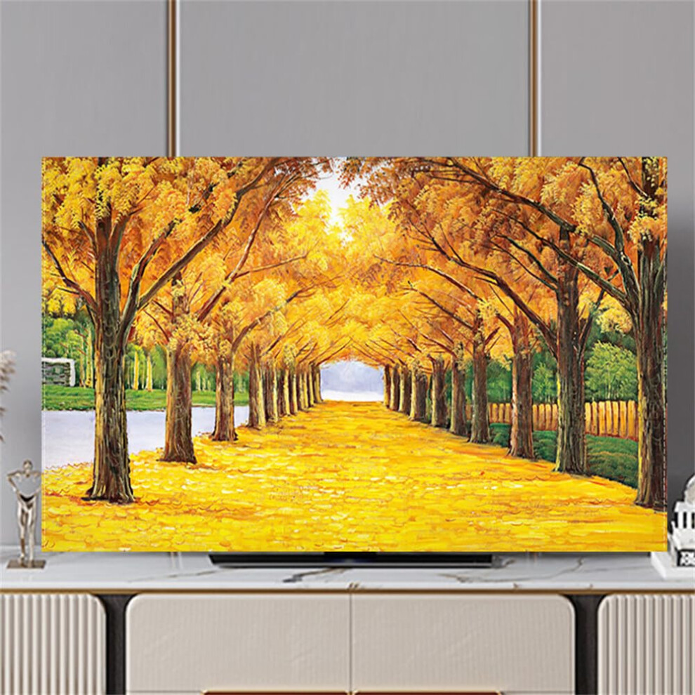 75 Inch Tv Dust Cover With 3D Forest Print, Elastic Screen Protector, Breathable Fabric 9382693966070