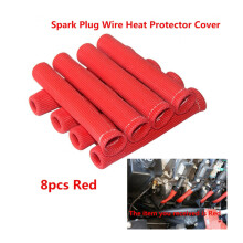 8 pezzi protezioni per cavi candela 2500F, guaina protettiva, lunghezza 6", Nero/Titanio/Rosso/Blu