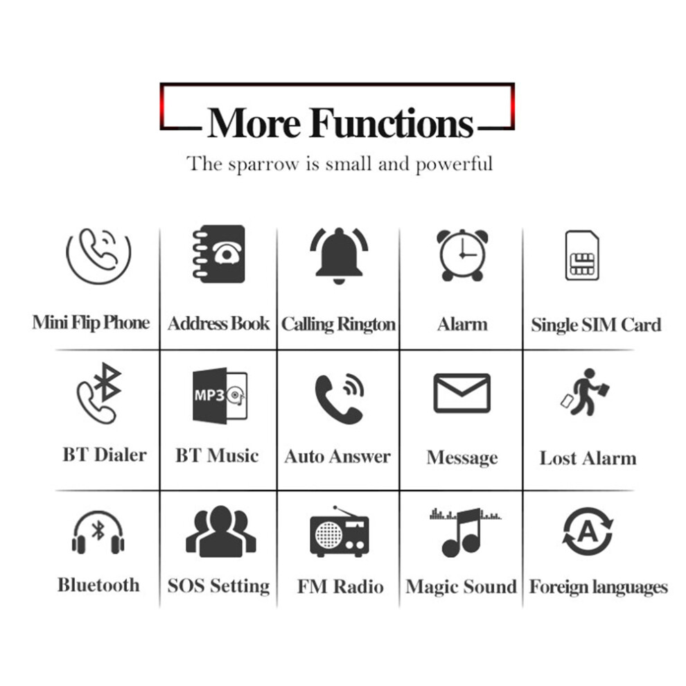 Compact Mini Flip Phone: 0.66 Inch Screen 32Mb+64Mb Storage 6901382106271