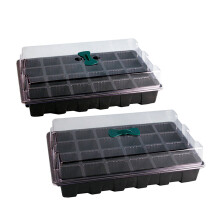 Lot de 3 plateaux de nurserie en plastique pour cellules de 24 emplacements, avec couvercle, pour la germination et la propagation des plan