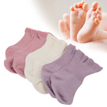Baby Girl Cotton Socks 3 Pairs Soft Loose Fit Medium Long Style 0-1 Year Old