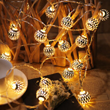 Eco-Chic Solar Powered String Lights, Warm White Moroccan Lights For Patio Garden Party, Battery Operated Globe Fairy Lights, Unique Pattern Creates