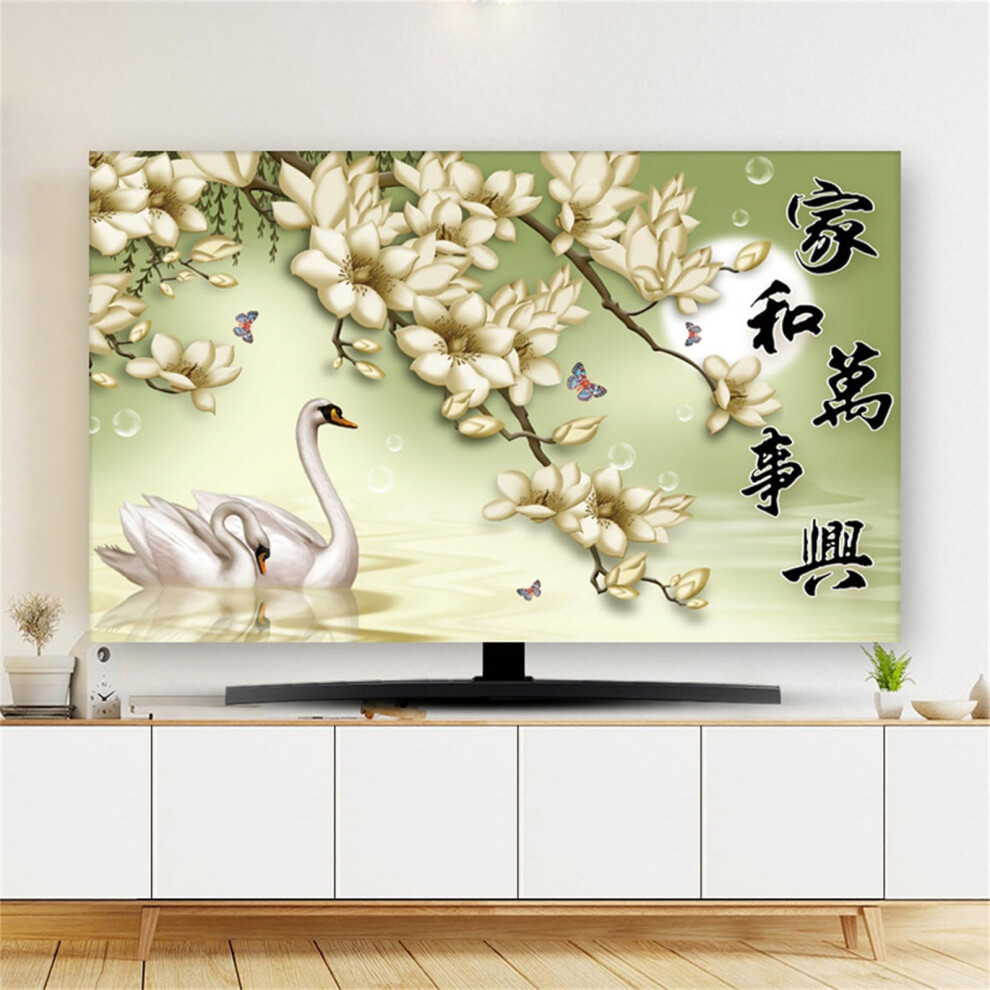 Elastic Fabric Tv Dust Cover 4952 Inch With 3D Magnolia Flower Pattern Screen Protector 9382693966766
