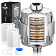 Shower Head Filter for Hard Water with 2 Replaceable Cartridges