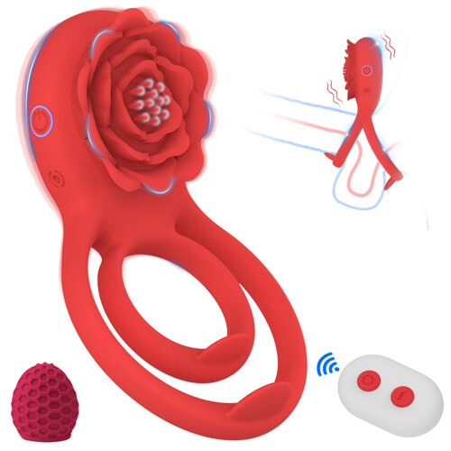 Silicone Vibrating Cock Ring Clitoris Stimulator 7 Modes USB Rechargeable