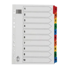 Assorted A4 1-10 Mylar Index WX01519
