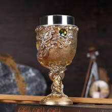(Golden, 6.76oz(200ml)) 3D Oriental Ancient Dragon Wine Glass - Stainless Steel Cocktail & Wine Goblet, Premium Bar Glassware & Christmas Gift