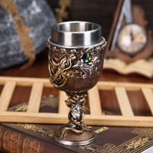 (Copper, 6.76oz(200ml)) 3D Oriental Ancient Dragon Wine Glass - Stainless Steel Cocktail & Wine Goblet, Premium Bar Glassware & Christmas Gift