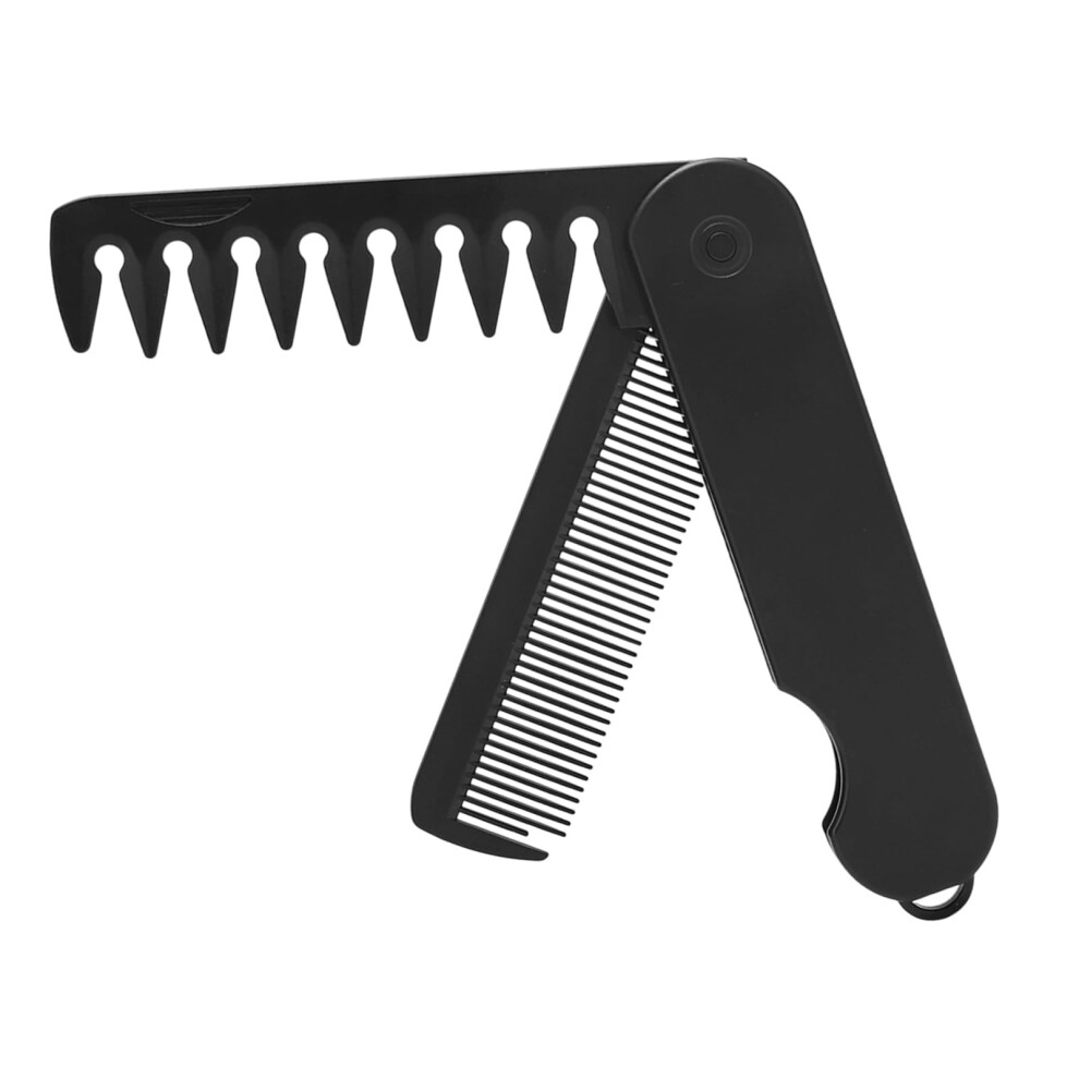 Unisex Folding Beard Comb 2In1 Mustache Comb And Hair Comb For Men, Fine Tooth & Widetooth, Everyday Grooming
