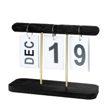 Kompakt trekalender i tre, gjenbrukbar skrivebordskalender for hjemmekontordekorasjon, stående skrivebordskalender, utsøkt trehåndverk (enkel