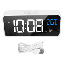 Digital vekkerklokke for soverom, lysstyrkedimmer med 3 nivåer, justerbar alarmvolum, USB-ladeport og oppladbart batteri, stor LED-lampe