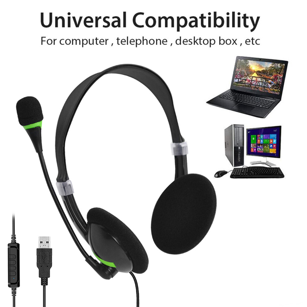 Office USB Headset with Microphone Noise Cancelling for Business Calls