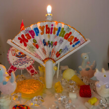 Reusable Novelty Fan Birthday Candle, Surprise Clown, Fan Wishing, Fun, Kids' Birthday Cake Candle (A)