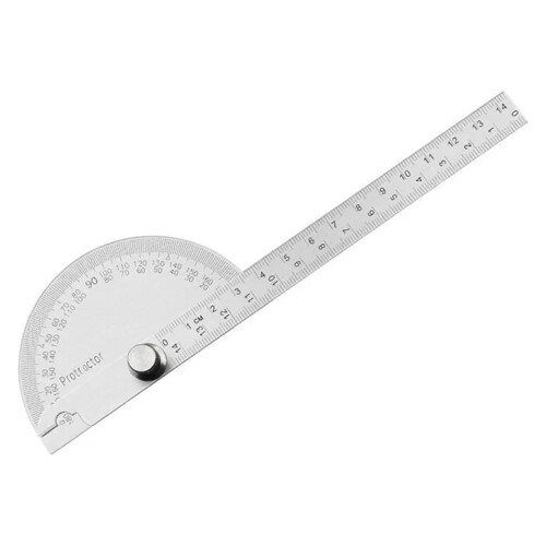 Protractor Angle Ruler 180 Degree Dividing Gauge SemiCircular Carpenter Tool 14cm Silver