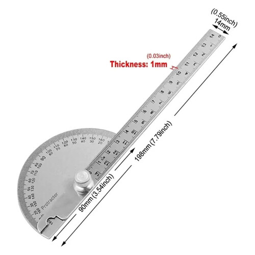 Protractor Angle Ruler 180 Degree Dividing Gauge SemiCircular Carpenter Tool 14cm Silver 1
