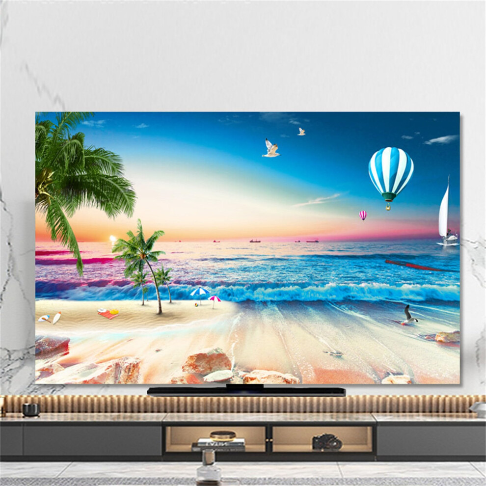 Tv Cover Decorative 3D Sea View Pattern, Universal Elastic Dust Cover For 3280 Inch Tvs, Twilight Color 9044945449464