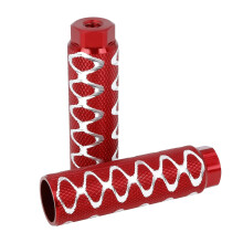 Bike Pegs 1 Pair Round Wave Stripes Footrests Bike Pegs Pedal Aluminum Alloy Nonslip 3/8 Inch Bike Accessories Stunt Pegs(Red)
