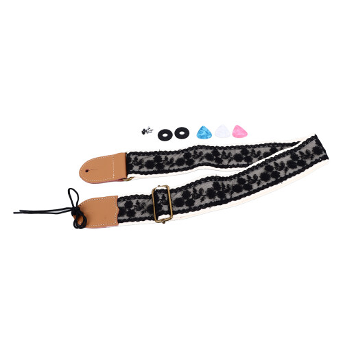 Gitarrengurt, schwarze Spitze, besticktes Muster, 2