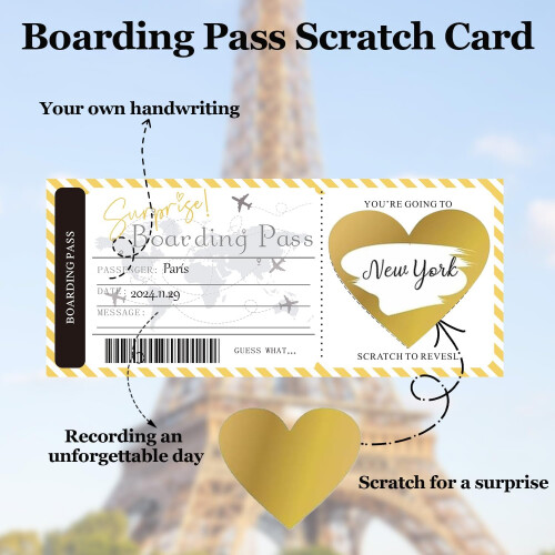 Scratch Card Reveal Surprise Personalised Boarding Pass Scratch Card with Envelope 1