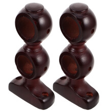 2pcs Wall Curtain Brackets Double Curtain Rod Brackets Brown