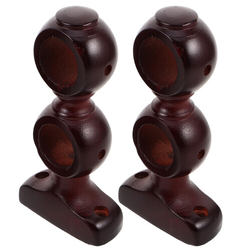 2pcs Wall Curtain Brackets Double Curtain Rod Brackets Brown