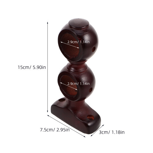 2pcs Wall Curtain Brackets Double Curtain Rod Brackets Brown 2