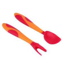 Kids Training Tableware Set for Toddlers Comfortable to Hold Fork and Spoon 100% FoodGrade Silicone Safe Eating Utensils