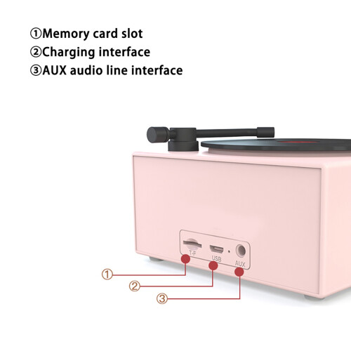Retro Bluetooth Record Player Mini Wireless Speaker with 3W Sound Black 1