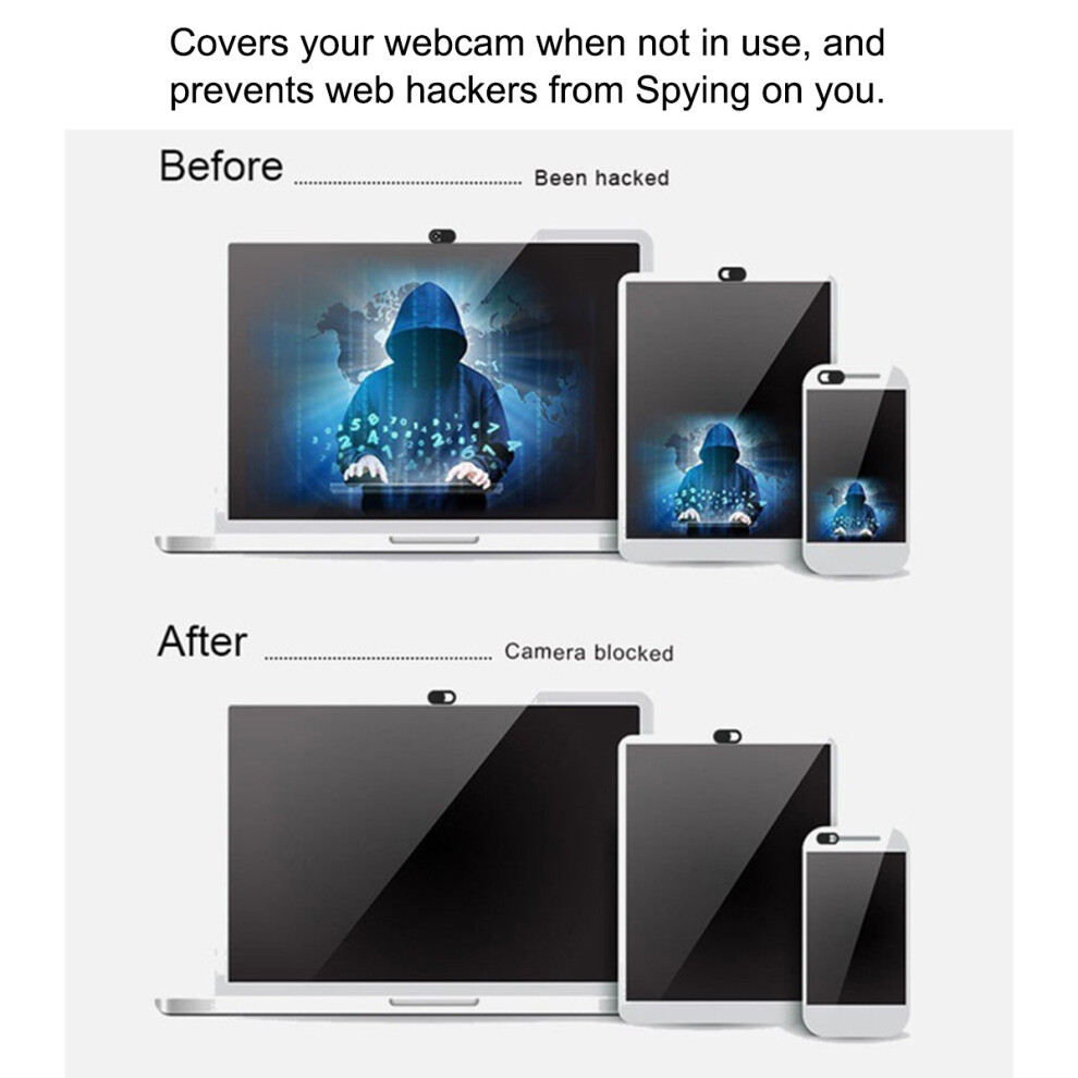 Slim Webcam Privacy Shields - Easy Slide Cover For Laptops & Tablets White/Black 4271374014443