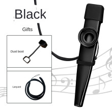 (Black, Dirt-Proof Cover Lanyard) Metal Kazoo