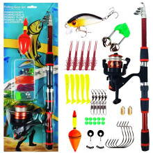 Fishing Rod And Reel Set Telescopic Fishing Rod Kit Saltwater Compact Folding Rods With Spinning Reel Soft Brake Red