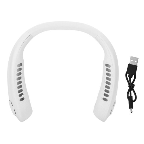 Ventilateur de cou portable rechargeable, 3 vitesses, ABS blanc, 1200mAh 1