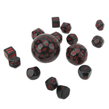 15Pcs Polyhedral Acrylic Dice Set D3-D100 for RPG & Table Games - Black/Red