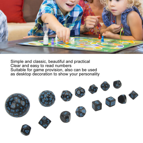 Role Playing Games 15Pcs Polyhedral Dice Set Black Blue D3-D100 2